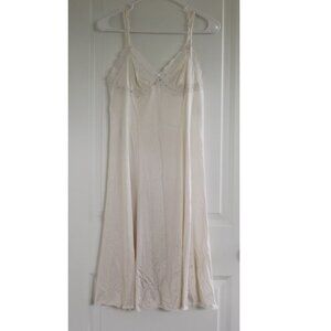 Vintage Olga Ivory Midi Slip Nightgown Lace Sz 36 White Y2K Sexy Romantic